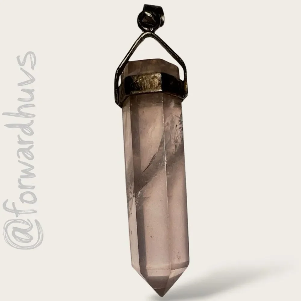 Rose Quartz Crystal Point Pendant with Untested Silver Bale – 1.5” - Picture 2 of 7
